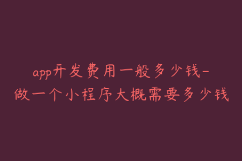 app开发费用一般多少钱-做一个小程序大概需要多少钱