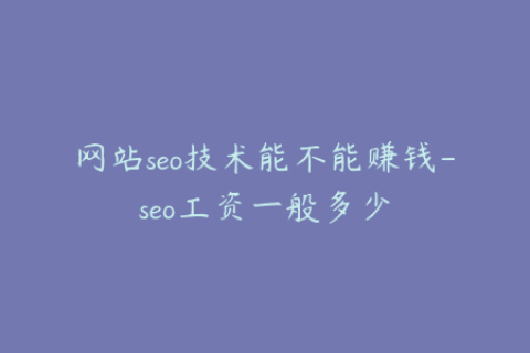 网站seo技术能不能赚钱-seo工资一般多少