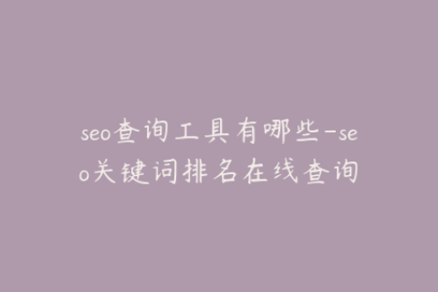 seo查询工具有哪些-seo关键词排名在线查询