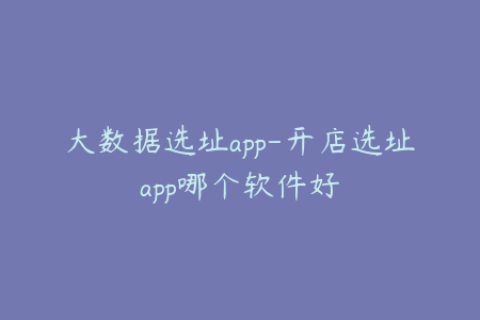 大数据选址app-开店选址app哪个软件好