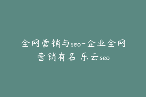 全网营销与seo-企业全网营销有名 乐云seo