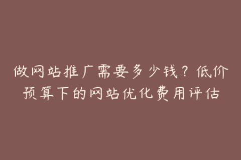 做网站推广需要多少钱？低价预算下的网站优化费用评估