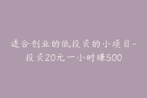 适合创业的低投资的小项目-投资20元一小时赚500