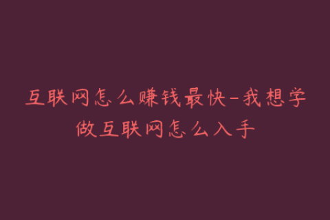 互联网怎么赚钱最快-我想学做互联网怎么入手