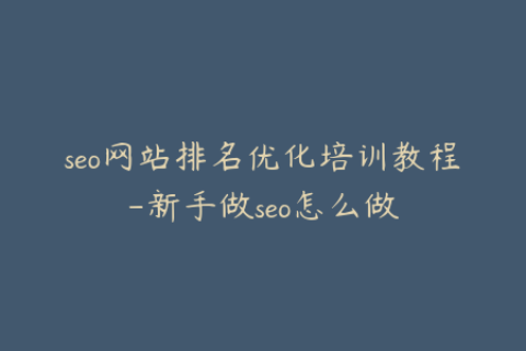 seo网站排名优化培训教程-新手做seo怎么做