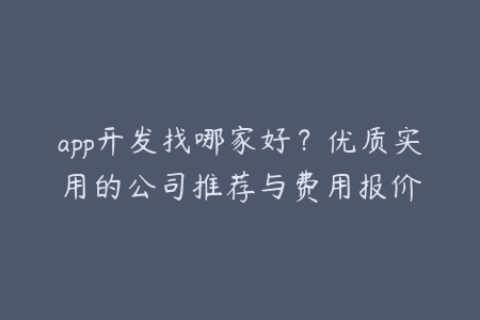 app开发找哪家好？优质实用的公司推荐与费用报价
