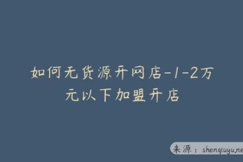如何无货源开网店-1-2万元以下加盟开店