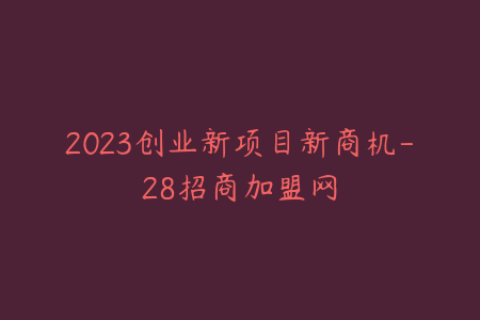 2023创业新项目新商机-28招商加盟网