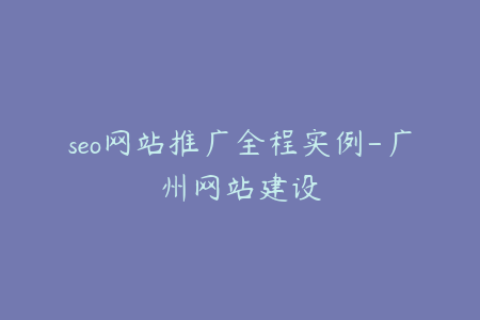 seo网站推广全程实例-广州网站建设