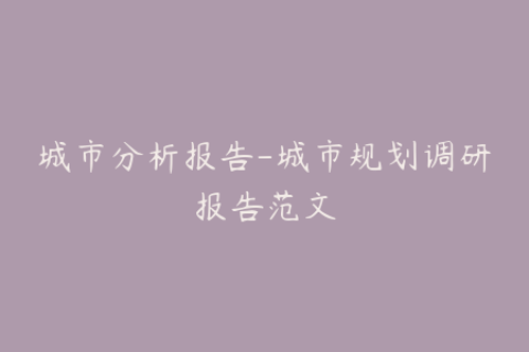 城市分析报告-城市规划调研报告范文