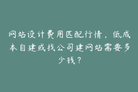 网站设计费用匹配行情，低成本自建或找公司建网站需要多少钱？