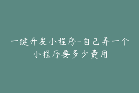 一键开发小程序-自己弄一个小程序要多少费用
