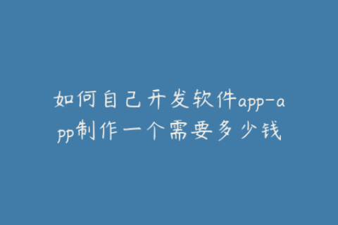 如何自己开发软件app-app制作一个需要多少钱
