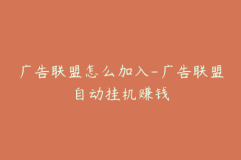 广告联盟怎么加入-广告联盟自动挂机赚钱