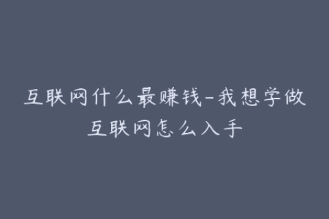 互联网什么最赚钱-我想学做互联网怎么入手