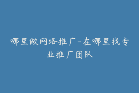 哪里做网络推广-在哪里找专业推广团队