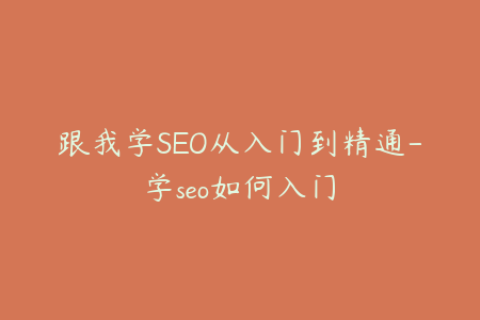 跟我学SEO从入门到精通-学seo如何入门