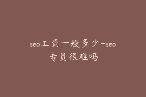 seo工资一般多少-seo专员很难吗
