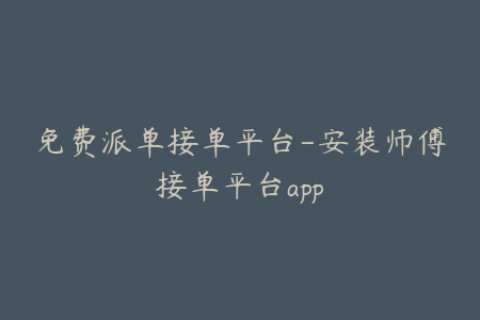 免费派单接单平台-安装师傅接单平台app