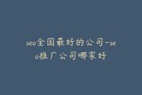seo全国最好的公司-seo推广公司哪家好