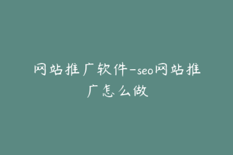网站推广软件-seo网站推广怎么做