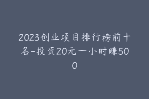 2023创业项目排行榜前十名-投资20元一小时赚500