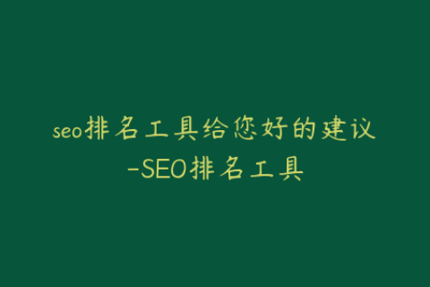 seo排名工具给您好的建议-SEO排名工具
