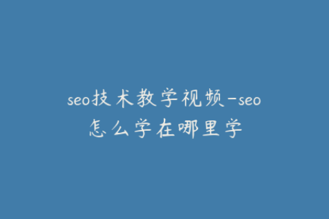 seo技术教学视频-seo怎么学在哪里学