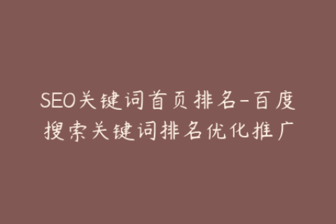 SEO关键词首页排名-百度搜索关键词排名优化推广