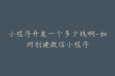 小程序开发一个多少钱啊-如何创建微信小程序