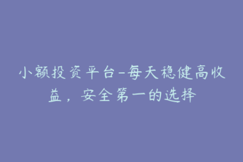 小额投资平台-每天稳健高收益，安全第一的选择