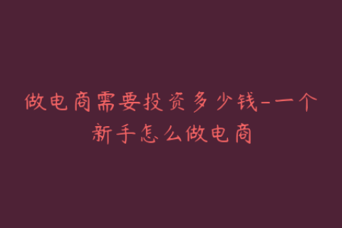 做电商需要投资多少钱-一个新手怎么做电商