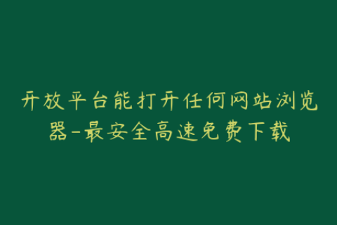 开放平台能打开任何网站浏览器-最安全高速免费下载