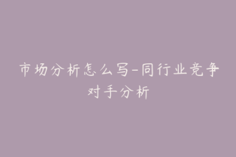 市场分析怎么写-同行业竞争对手分析