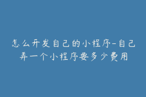 怎么开发自己的小程序-自己弄一个小程序要多少费用