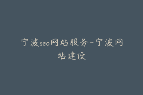 宁波seo网站服务-宁波网站建设