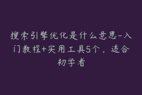 搜索引擎优化是什么意思-入门教程+实用工具5个，适合初学者
