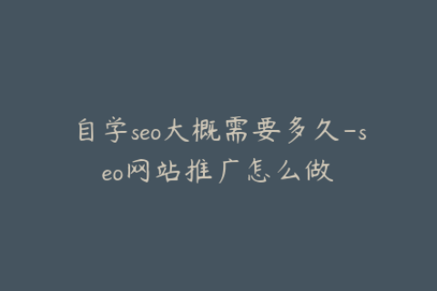 自学seo大概需要多久-seo网站推广怎么做