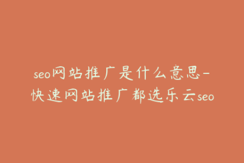 seo网站推广是什么意思-快速网站推广都选乐云seo