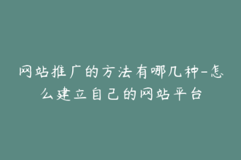 网站推广的方法有哪几种-怎么建立自己的网站平台