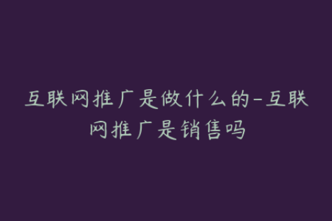 互联网推广是做什么的-互联网推广是销售吗