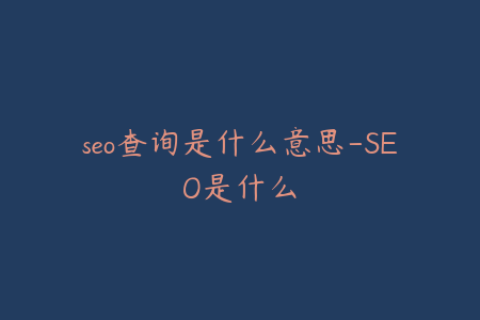 seo查询是什么意思-SEO是什么