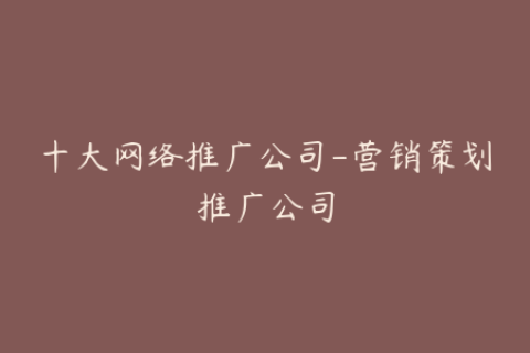 十大网络推广公司-营销策划推广公司