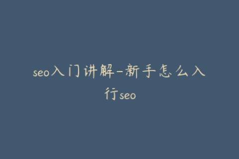 seo入门讲解-新手怎么入行seo
