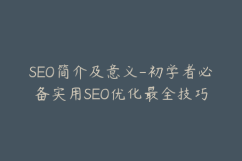 SEO简介及意义-初学者必备实用SEO优化最全技巧
