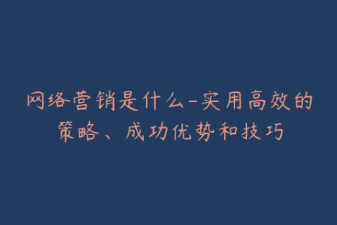 网络营销是什么-实用高效的策略、成功优势和技巧