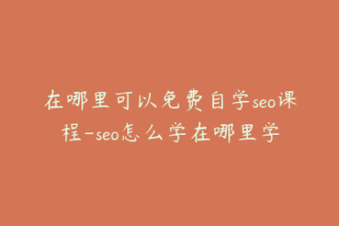 在哪里可以免费自学seo课程-seo怎么学在哪里学
