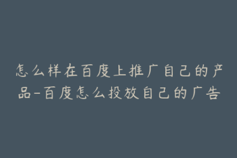 怎么样在百度上推广自己的产品-百度怎么投放自己的广告