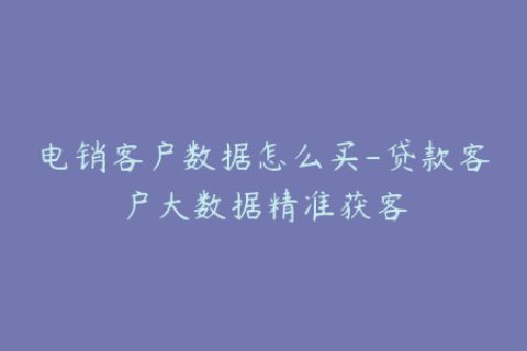 电销客户数据怎么买-贷款客户大数据精准获客