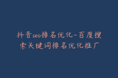 抖音seo排名优化-百度搜索关键词排名优化推广